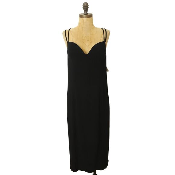 Open Edit Nordstrom Corset Detail Stretch Knit Sheath Dress XL Black NEW B18 - Picture 2 of 6